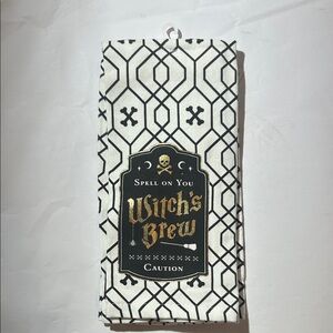 Witch's Brew Spell On You 2 Pack Kitchen Towel Set Gold & Gray On Black & White